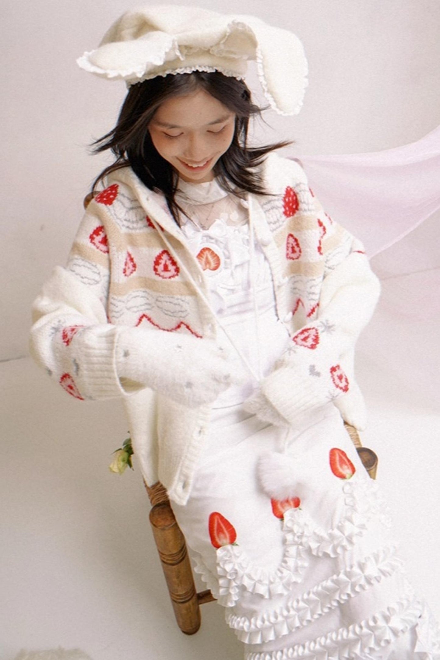 Happy Birthday Strawberry Mohair Cardigan