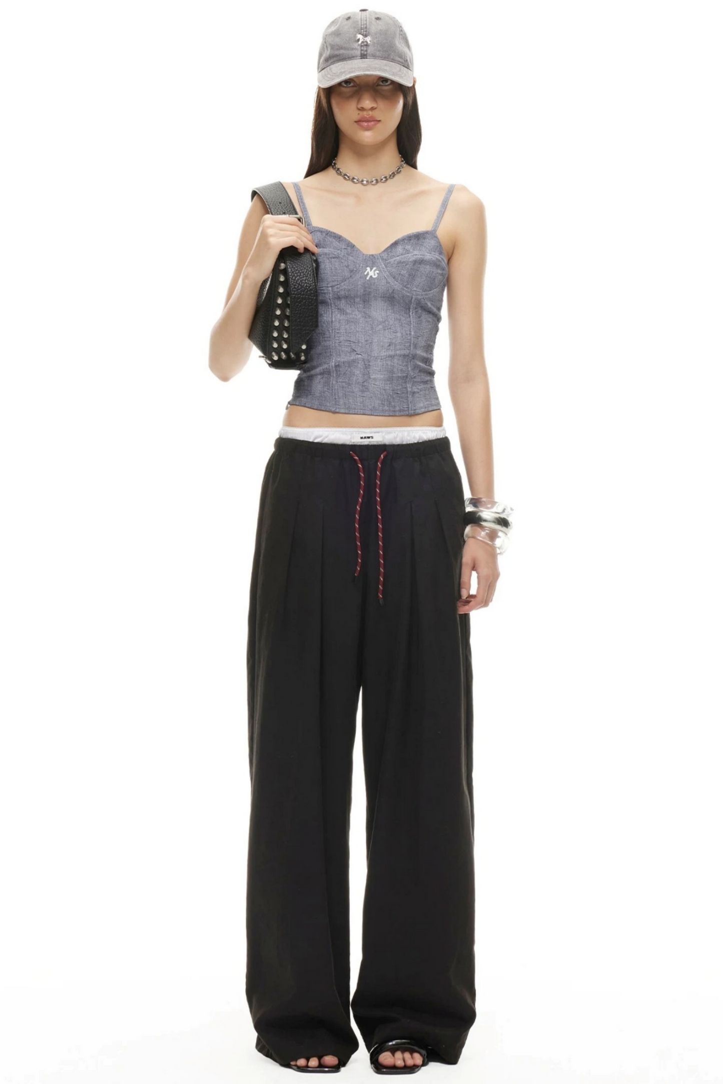 Denim Pleated Camisole Top