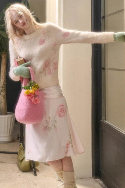 Milky Way Wool Sweater Skirt Set-Up