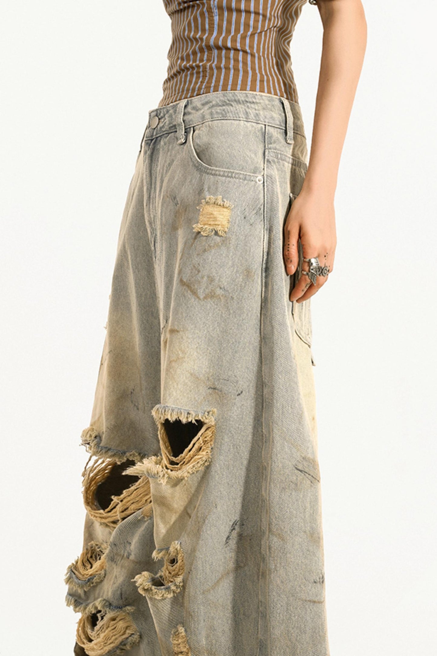 Retro Ripped Straight Pants