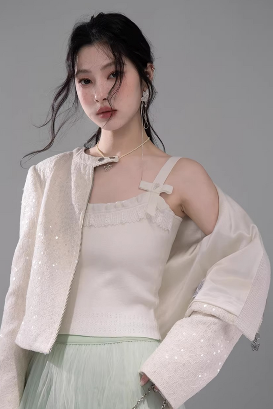 Cloud Weave Bowknot Knit Vest