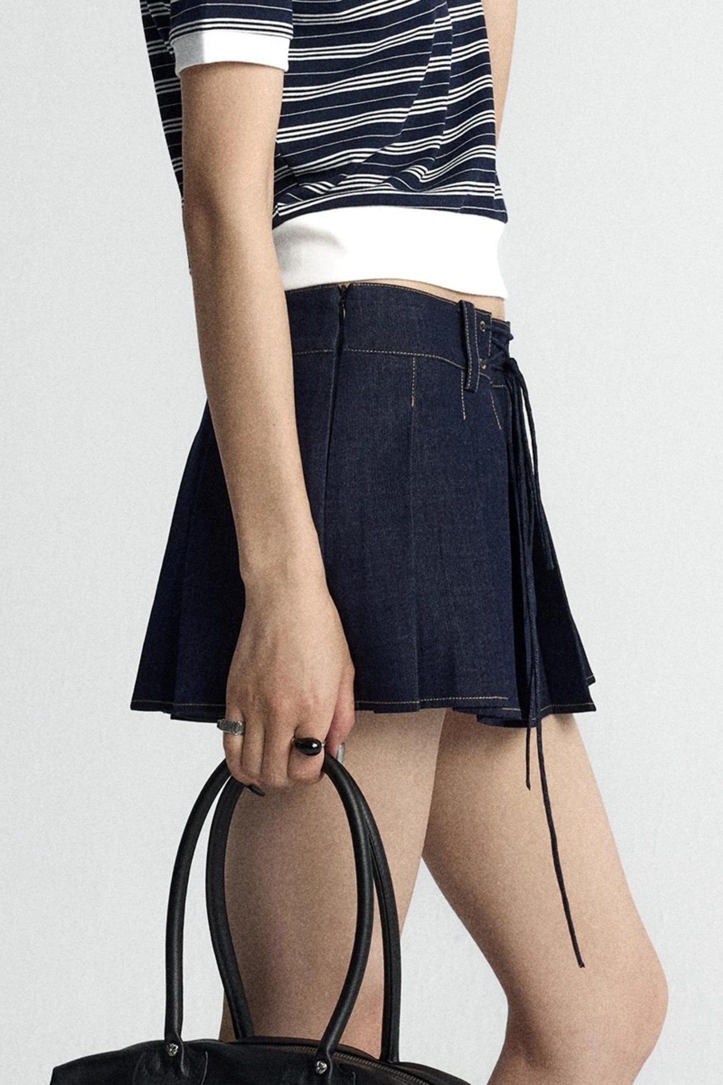 Vintage Crossover Pleated Skirt