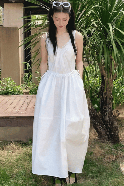 Sycamore Rose Fiber Balloon Skirt Dress