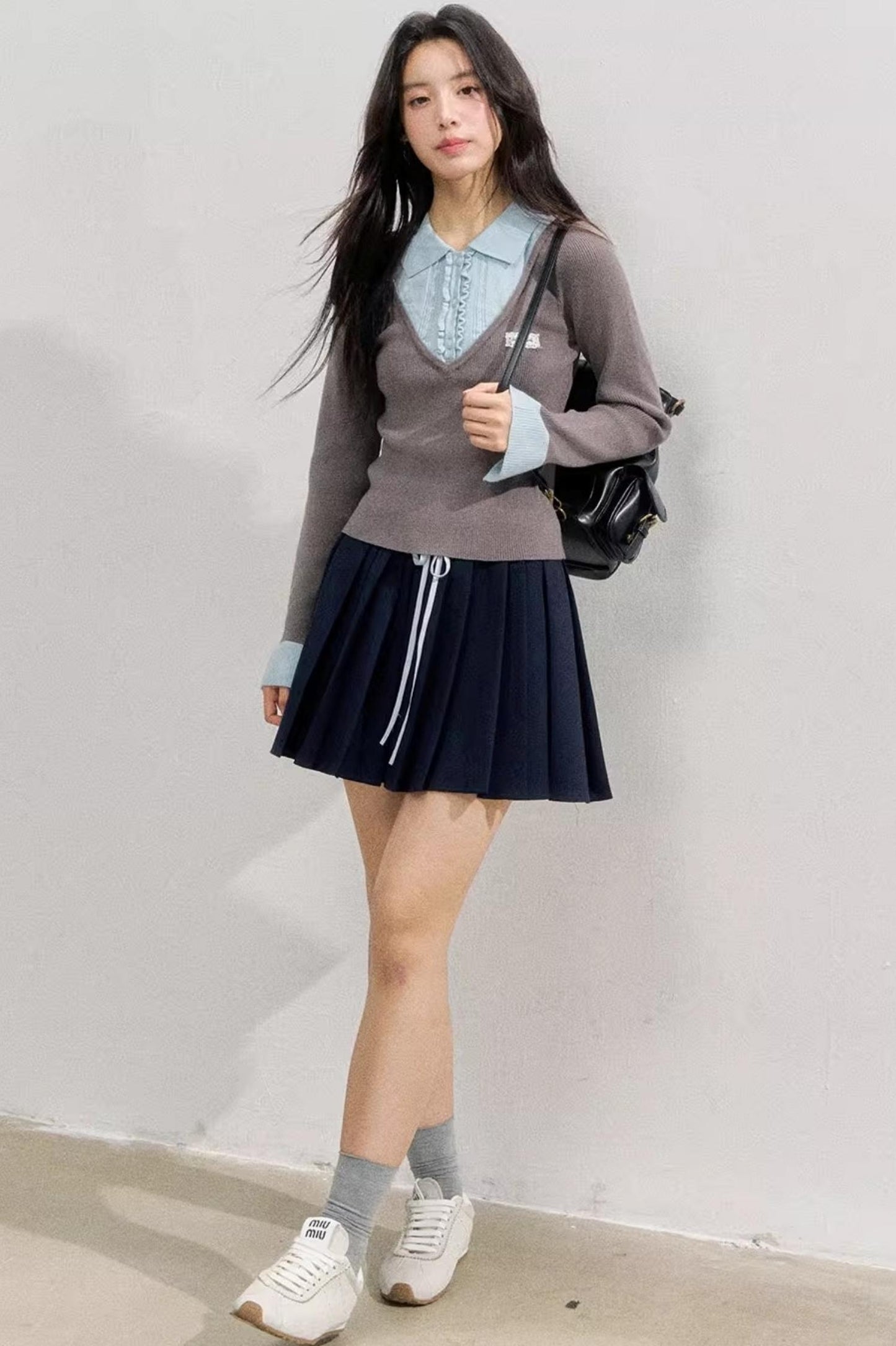 Spliced Waist Collegiate Skirt