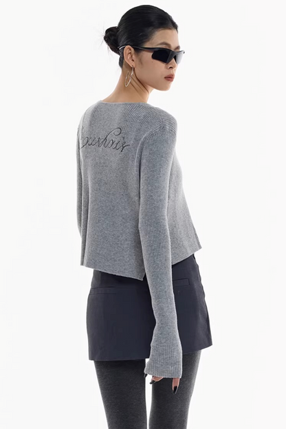 Gray Wool Blend Cardigan