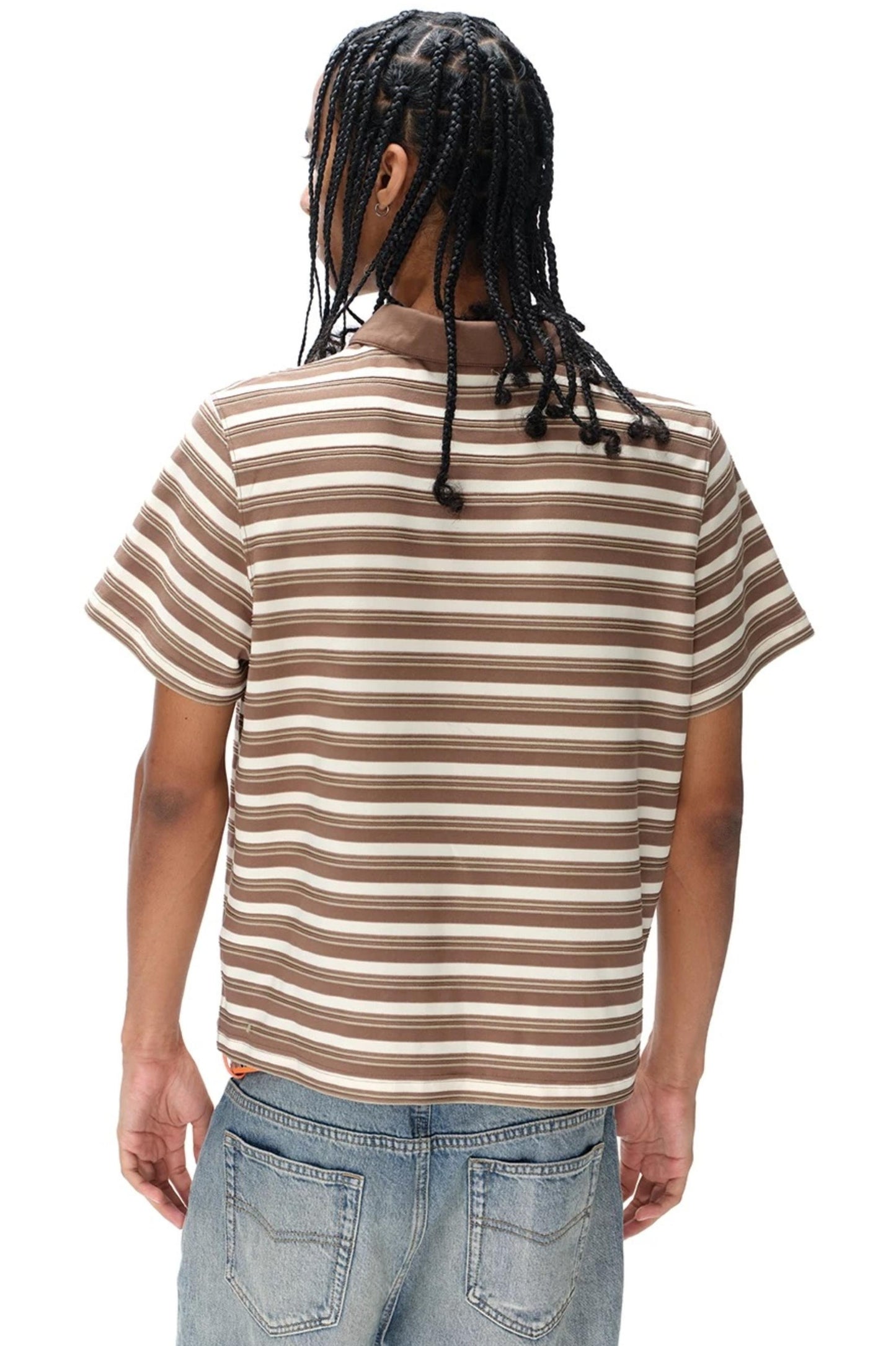 Retro Striped Embroidered Polo Shirt