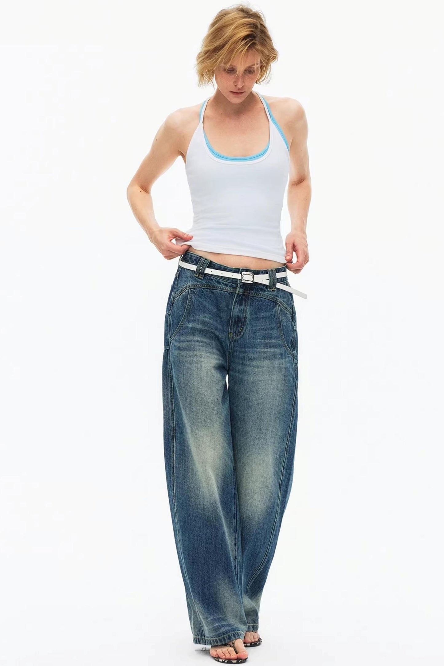 White breathable cotton tank top for summer