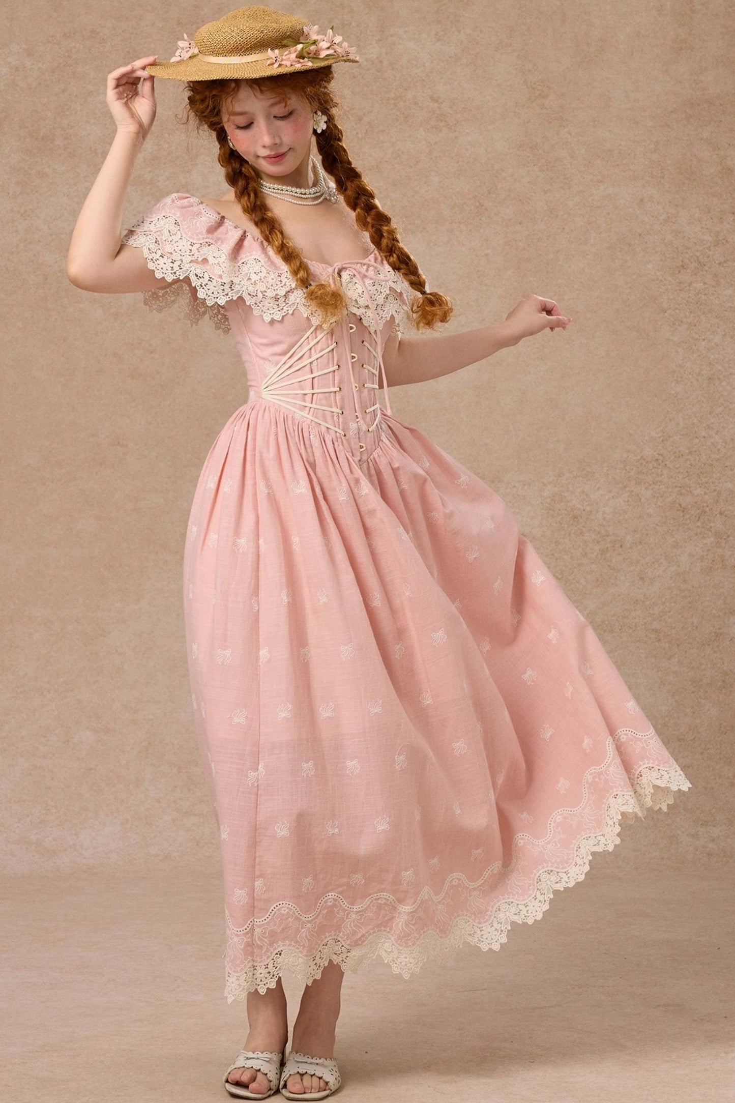 French Herringbone One-Shoulder Dress