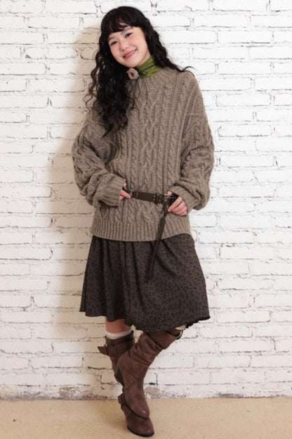 Sheep Wool Cable Knit Sweater