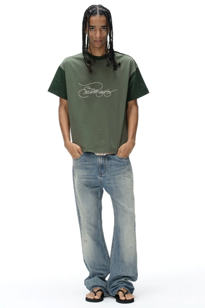 Exitmode Retro Distressed Floral Embroidery T-Shirt