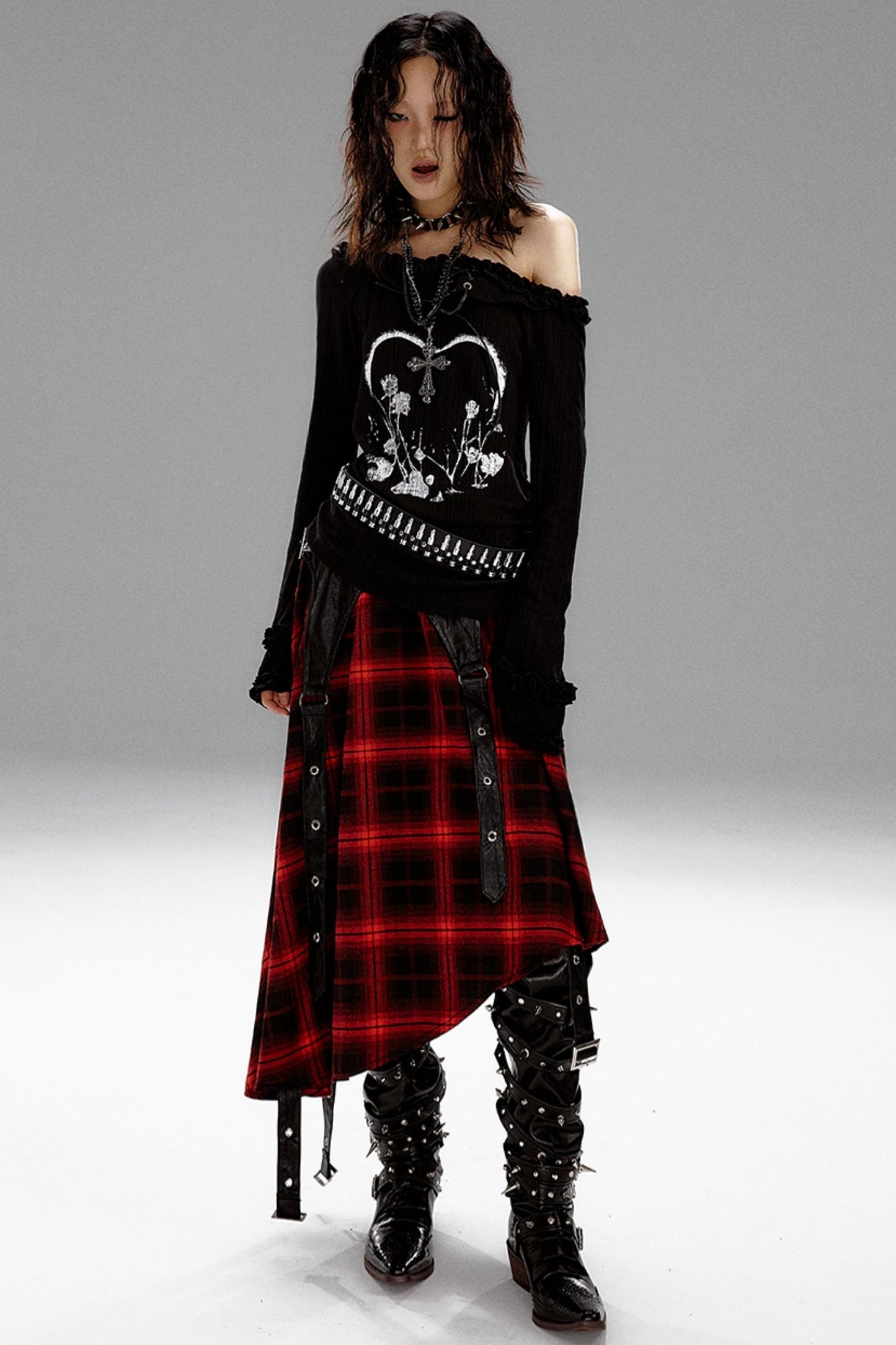 Retro Slim Print Hooded Knit Top