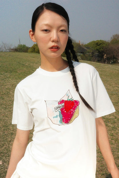 Hand-Painted Strawberry Tee