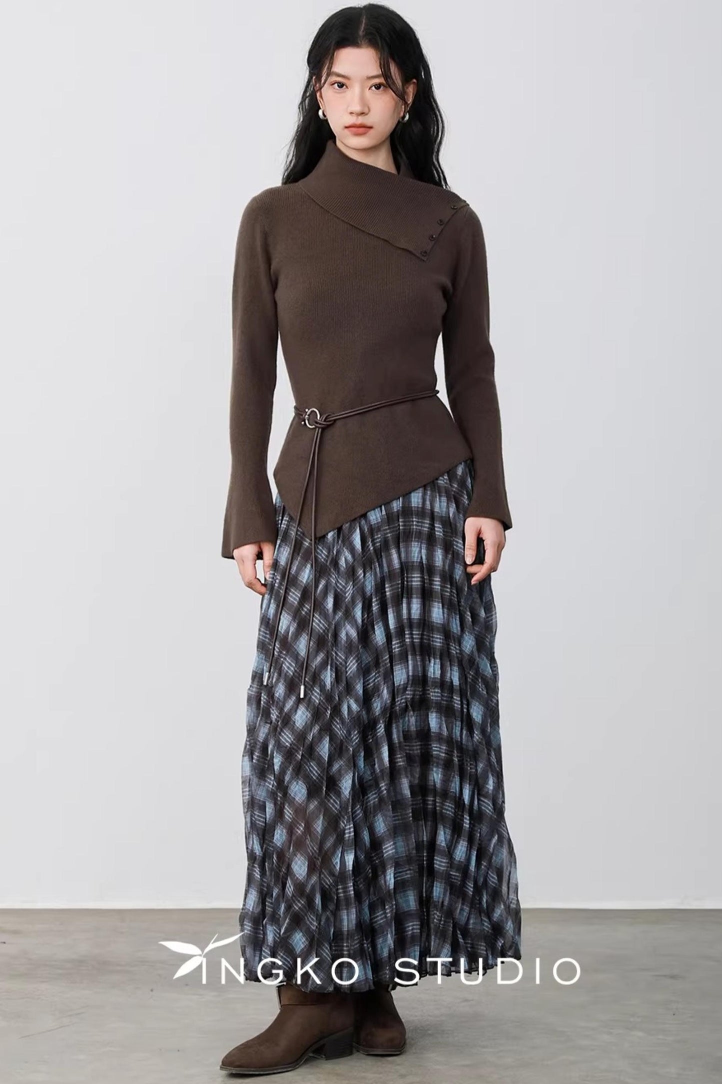 Hollow Slanted Collar Sweater