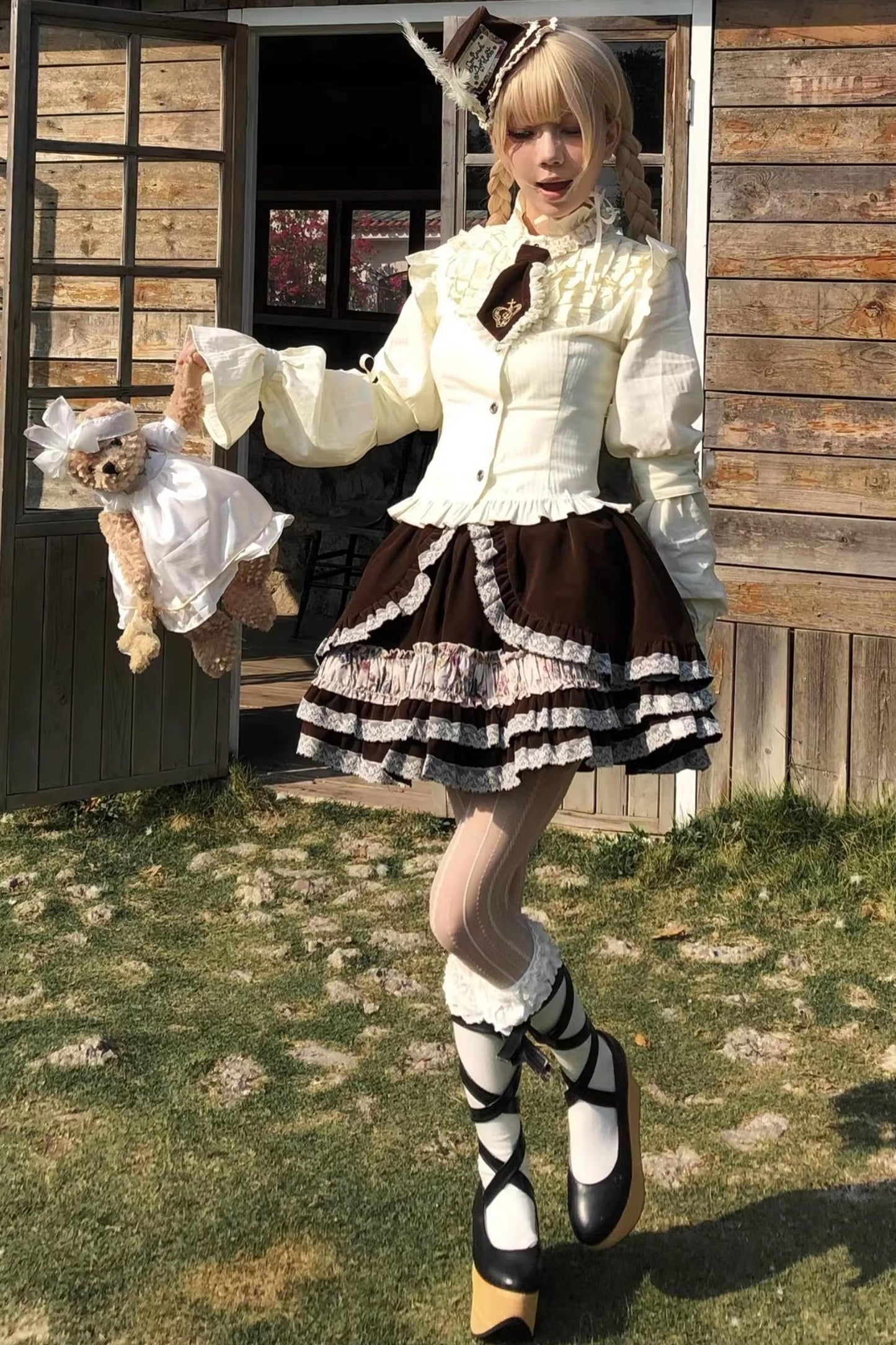 Beige Lace Trim Shirt