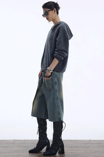 Distressed Denim Shorts