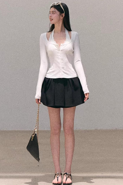 Lace-Trimmed Halter Neck Camisole