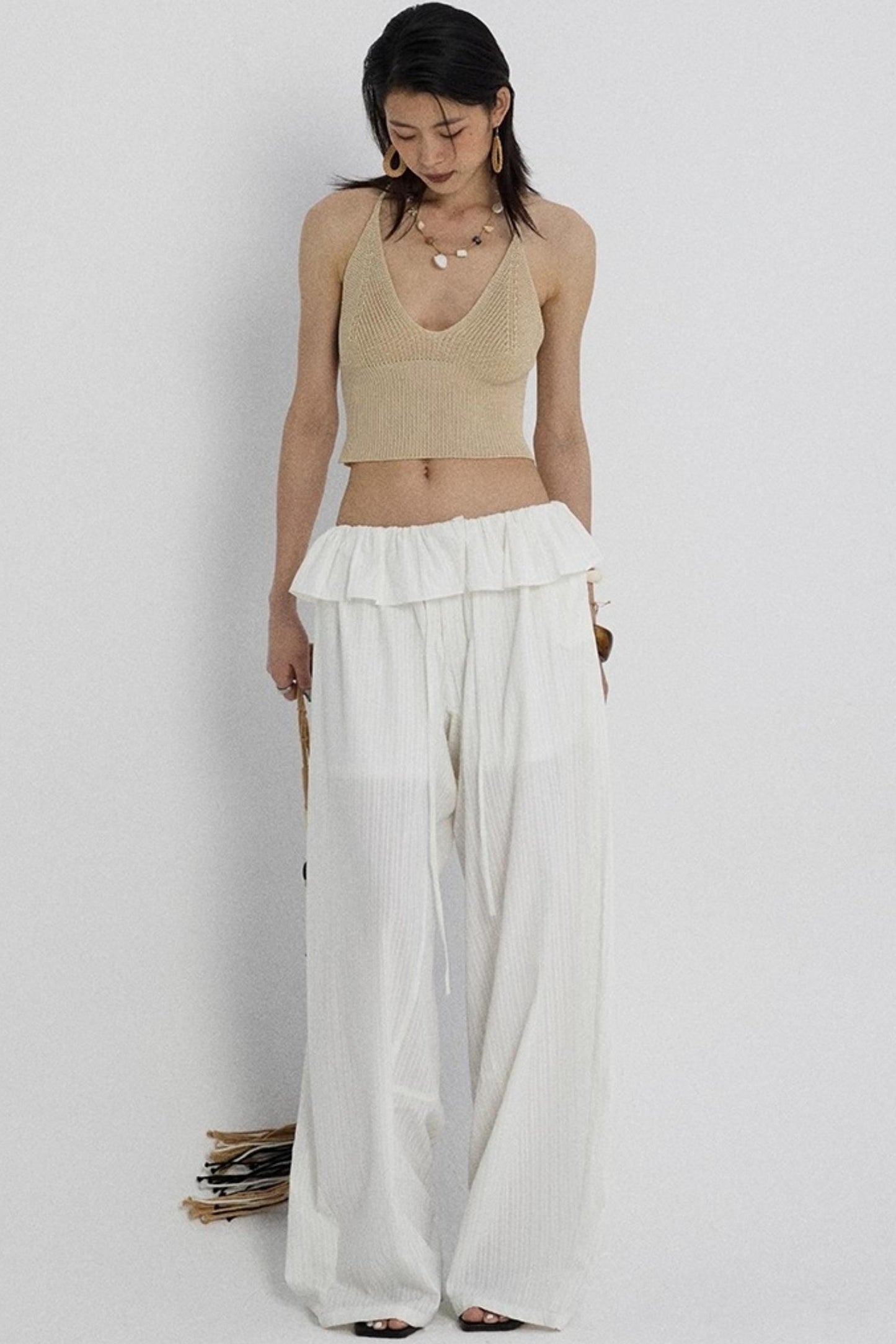 Orange V-Neck Knitted Vest