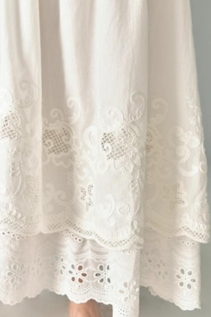 Slant Shoulder Tencel Cotton Dress