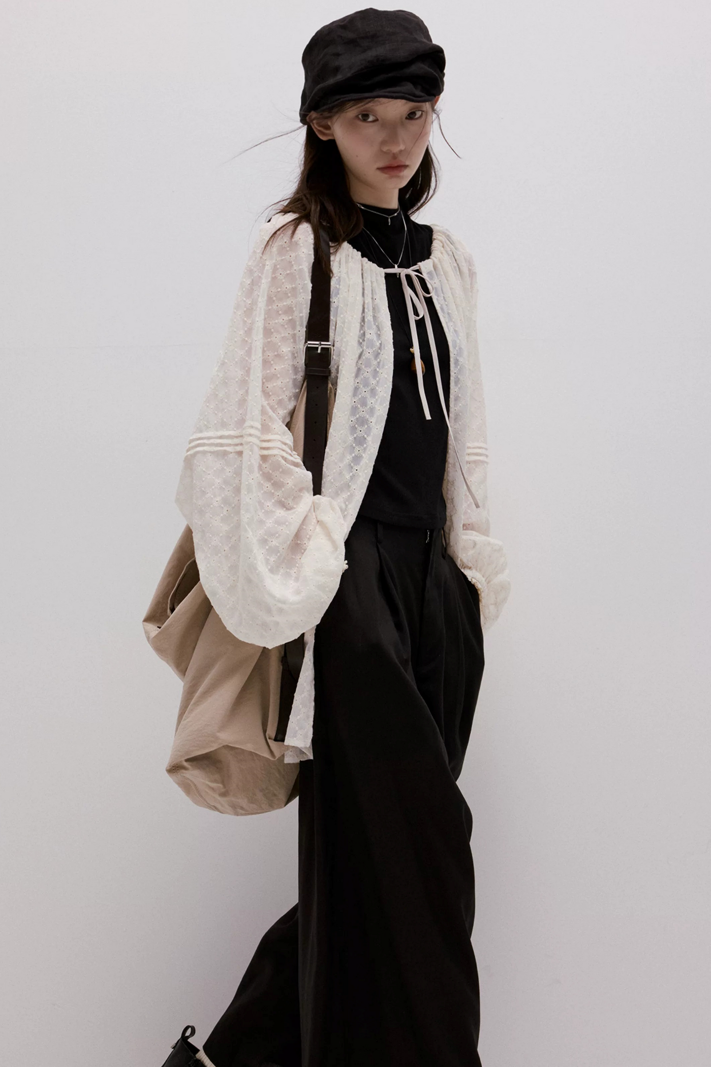 Imitation Linen Black Cropped Pants