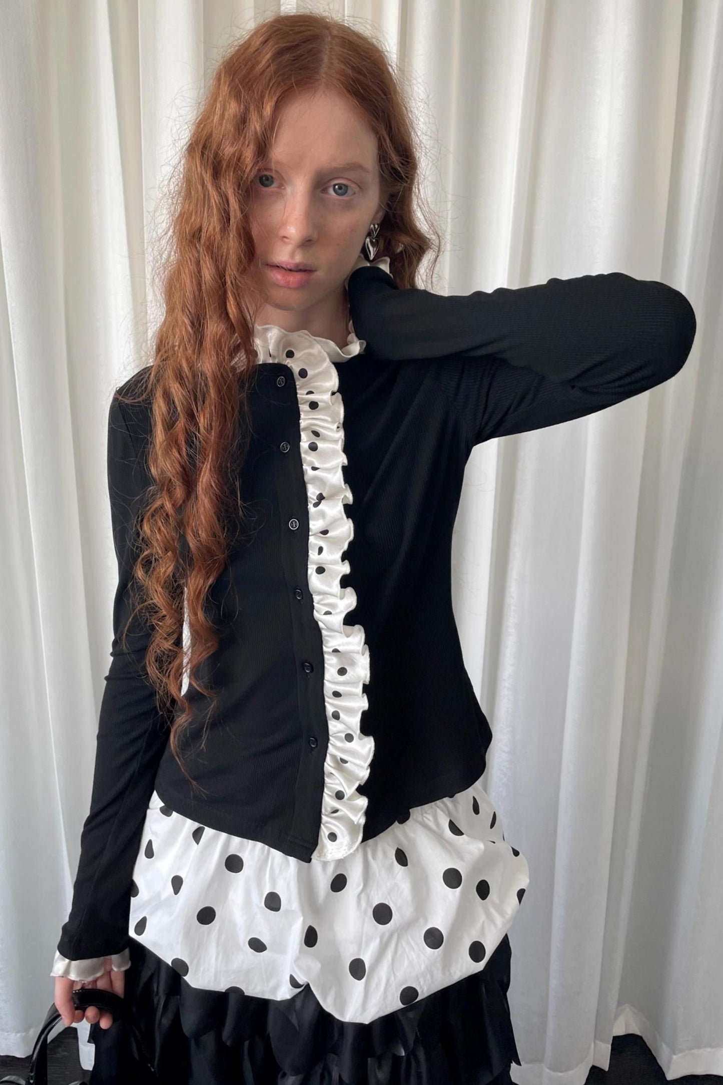 Polka Dot Lace Long Sleeve Cardigan