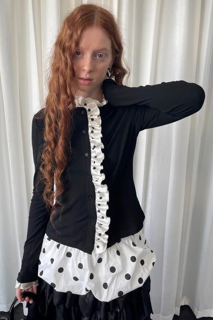 Polka Dot Lace Long Sleeve Cardigan