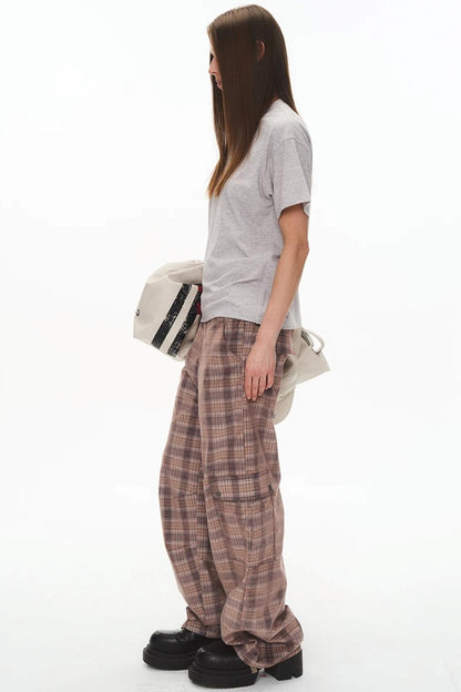Exitmode Retro Two-Tone Plaid Cargo Pants