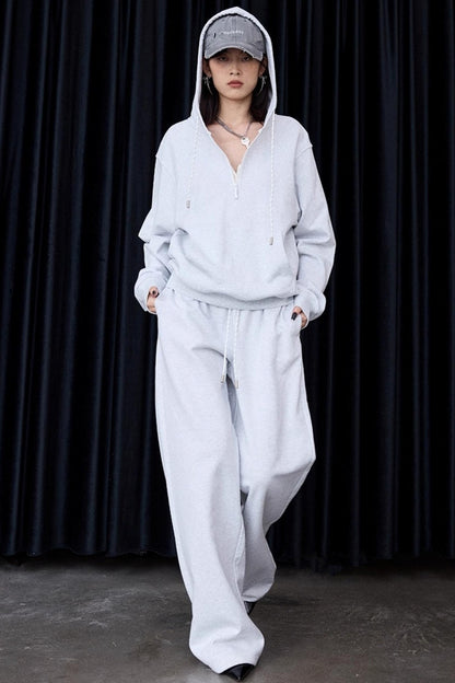 Grey Winter Pullover Sweatshirt Set-Up