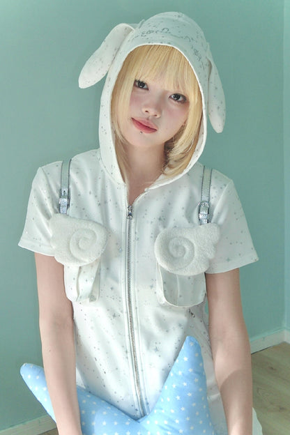 Silver Angel Wing Hoodie Top