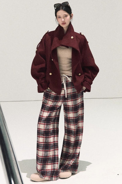 Pure Cotton Plaid Winter Pants