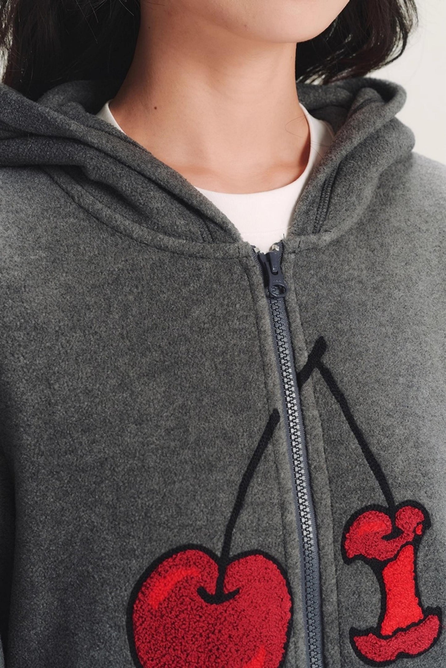 Hand-Painted Cherry Hooded Jacket