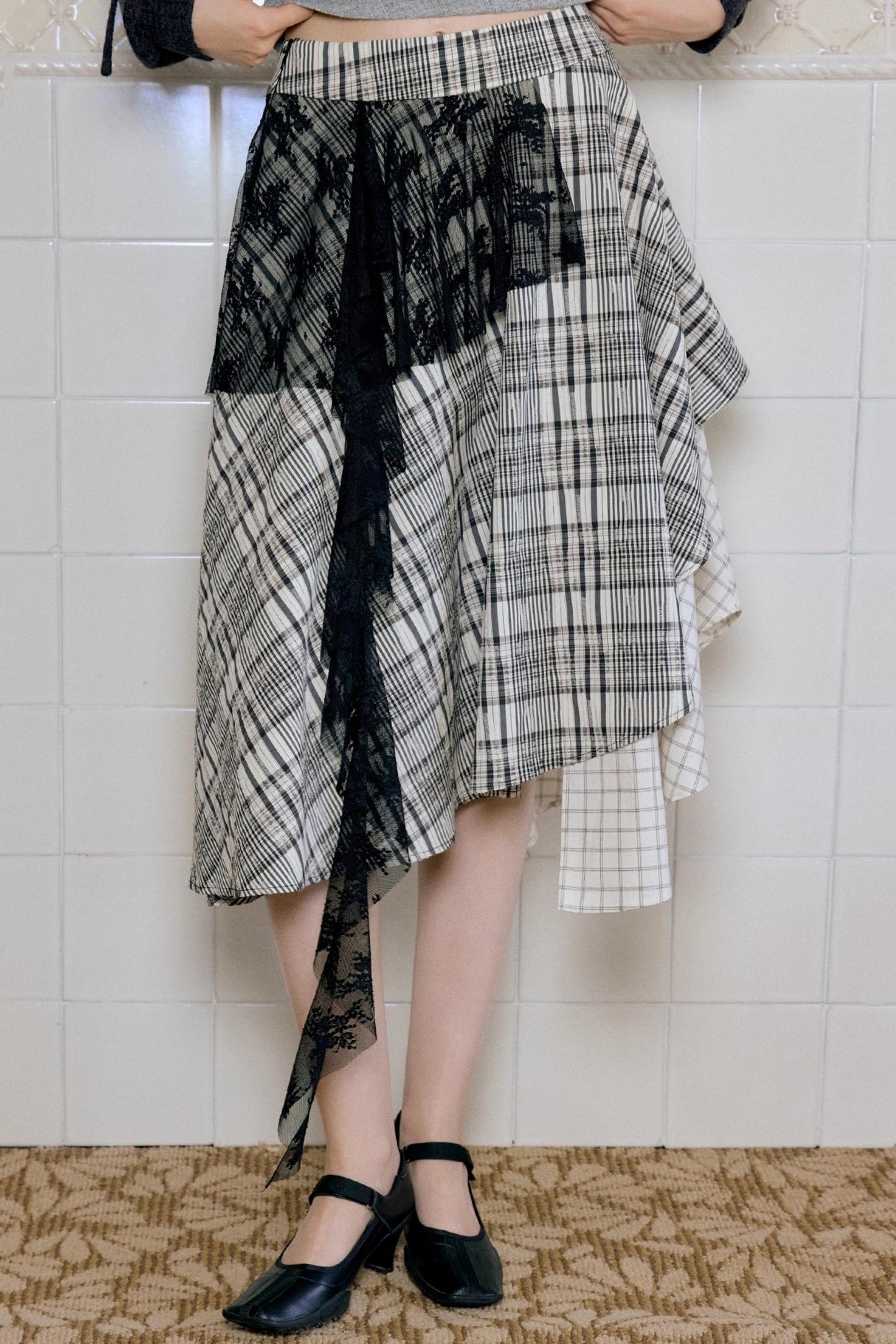 Camisole Knit Top Plaid Skirt Set-Up