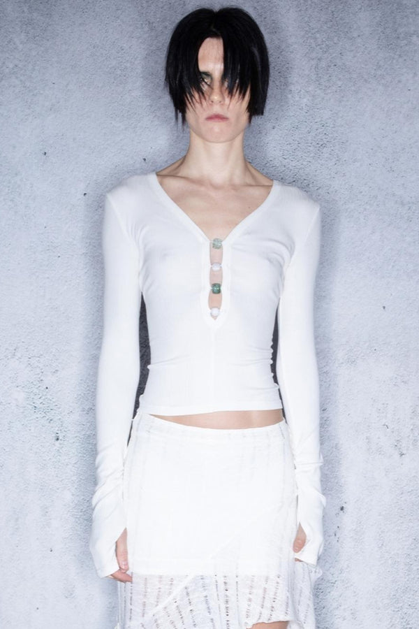 Legacy Beaded V-Neck Tee