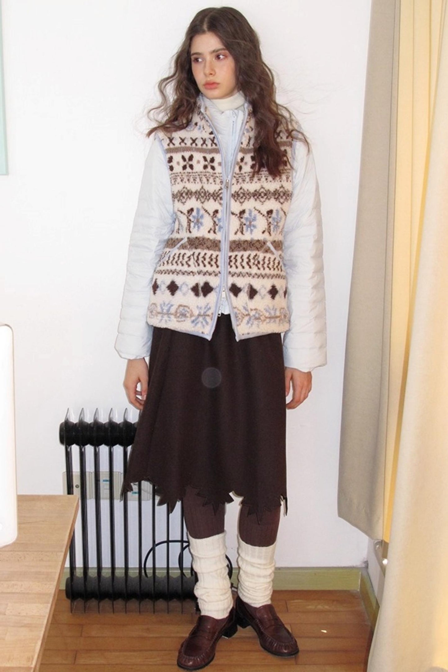 Wooden Tone Wool Skirt