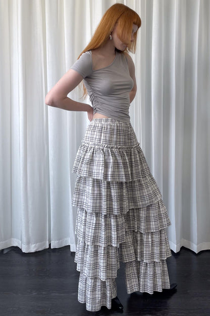 Plaid Wide-Leg Pants
