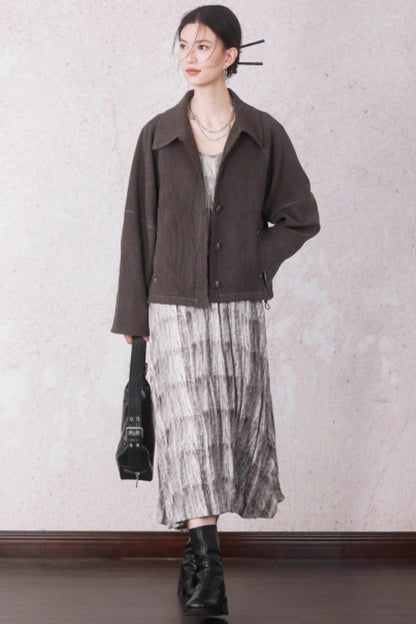 Patchwork Velvet-Feel Jacket