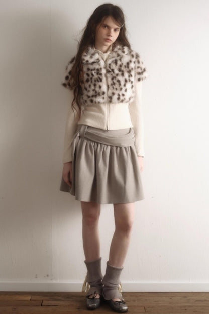Misty Gray Pleated A-Line Skirt
