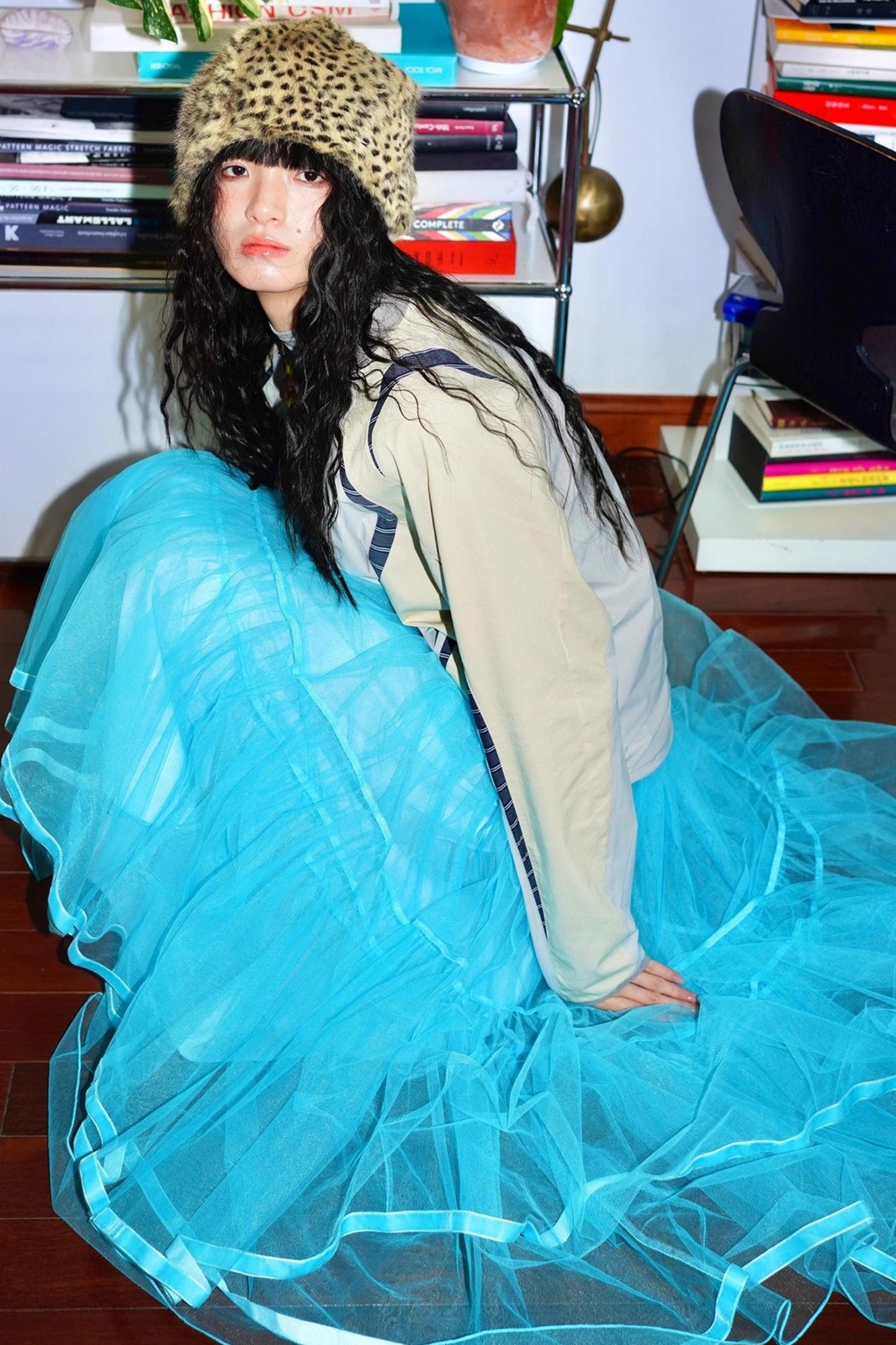 Autumn Mesh Puffy Long Skirt