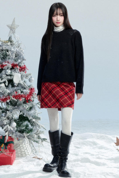 Fringed Raw Edge Knit Top