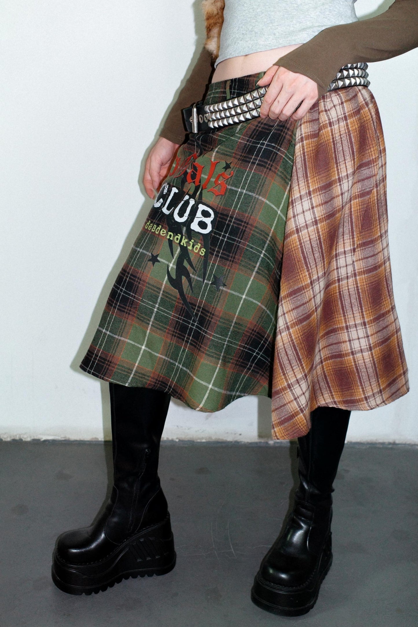 Punk Plaid Layered Skirt