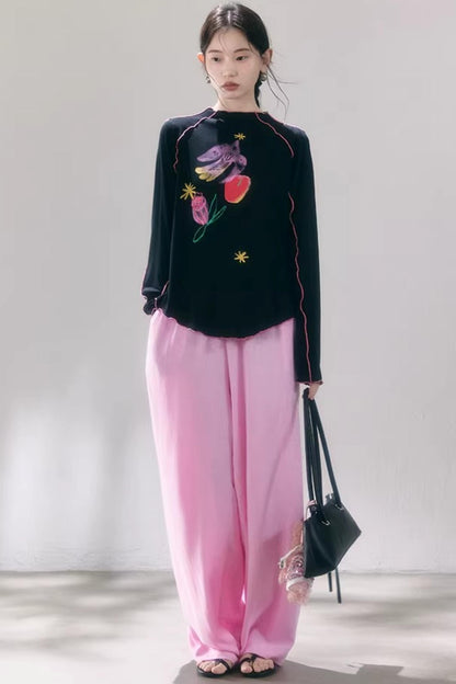Linen Blend Wide-Leg Pants
