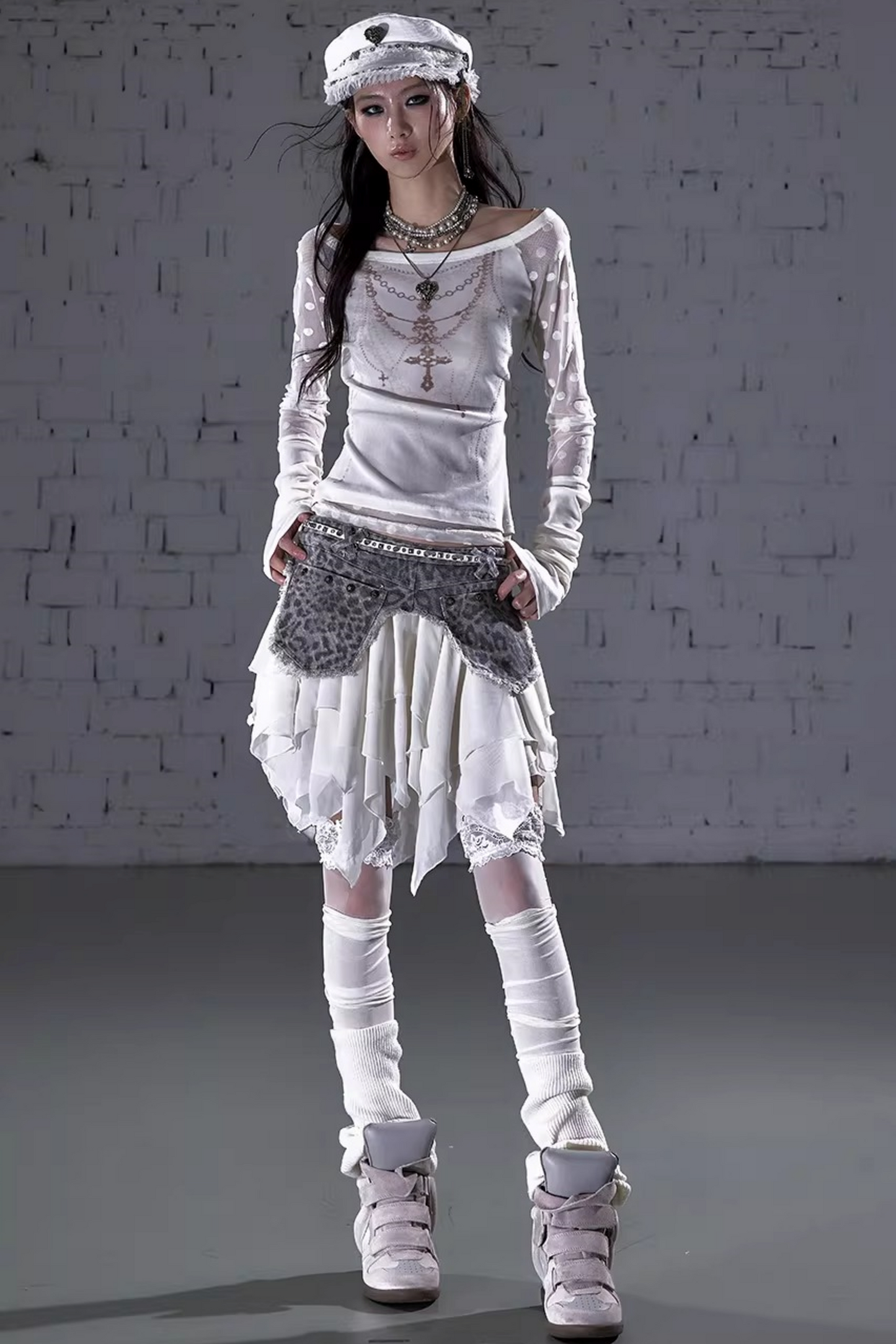 Barock beflockte Stickerei-Bluse