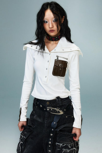 Punk High Neck Slim Knit Base Top