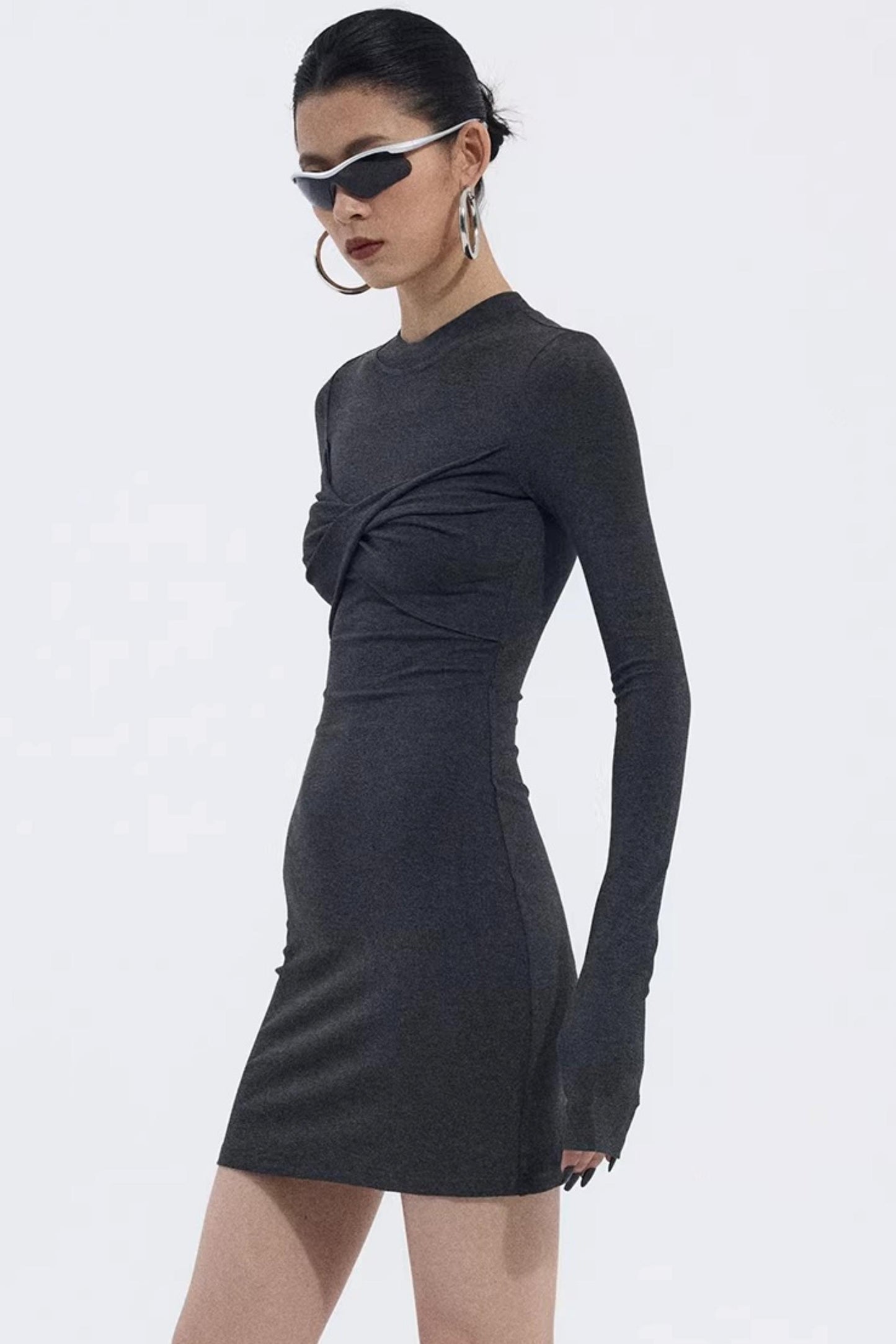 Asymmetrical Twist Bodycon Dress