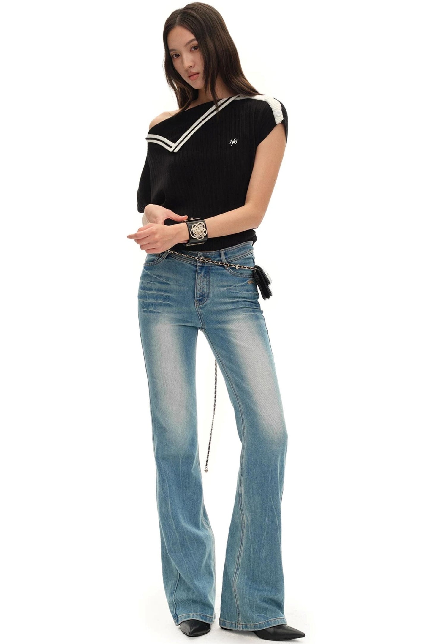 Acetate Wool Asymmetrical Top