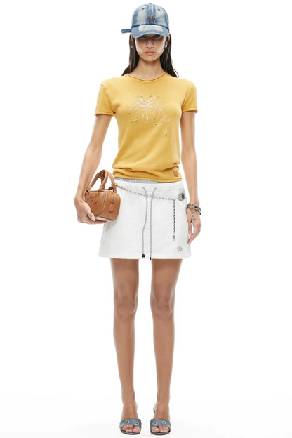 Cotton A-Line Drawstring Skirt