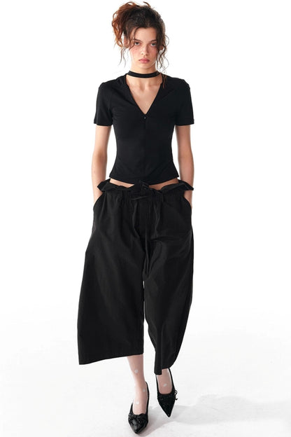 Slim Zipper Raglan Top