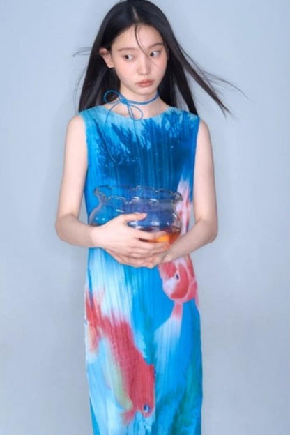 Vintage Goldfish Print Dress