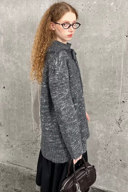 Lace-Up Collar Sweater Set-Up