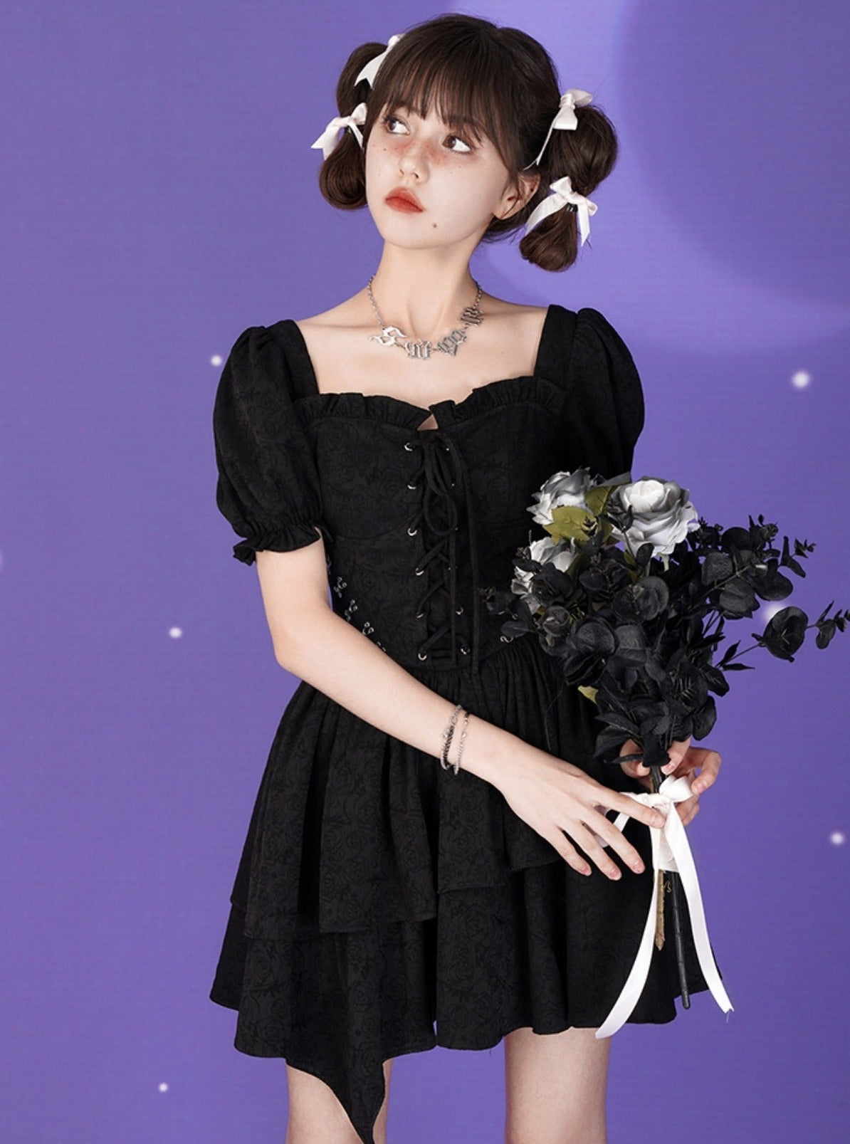 Waist short-sleeved lolita dress