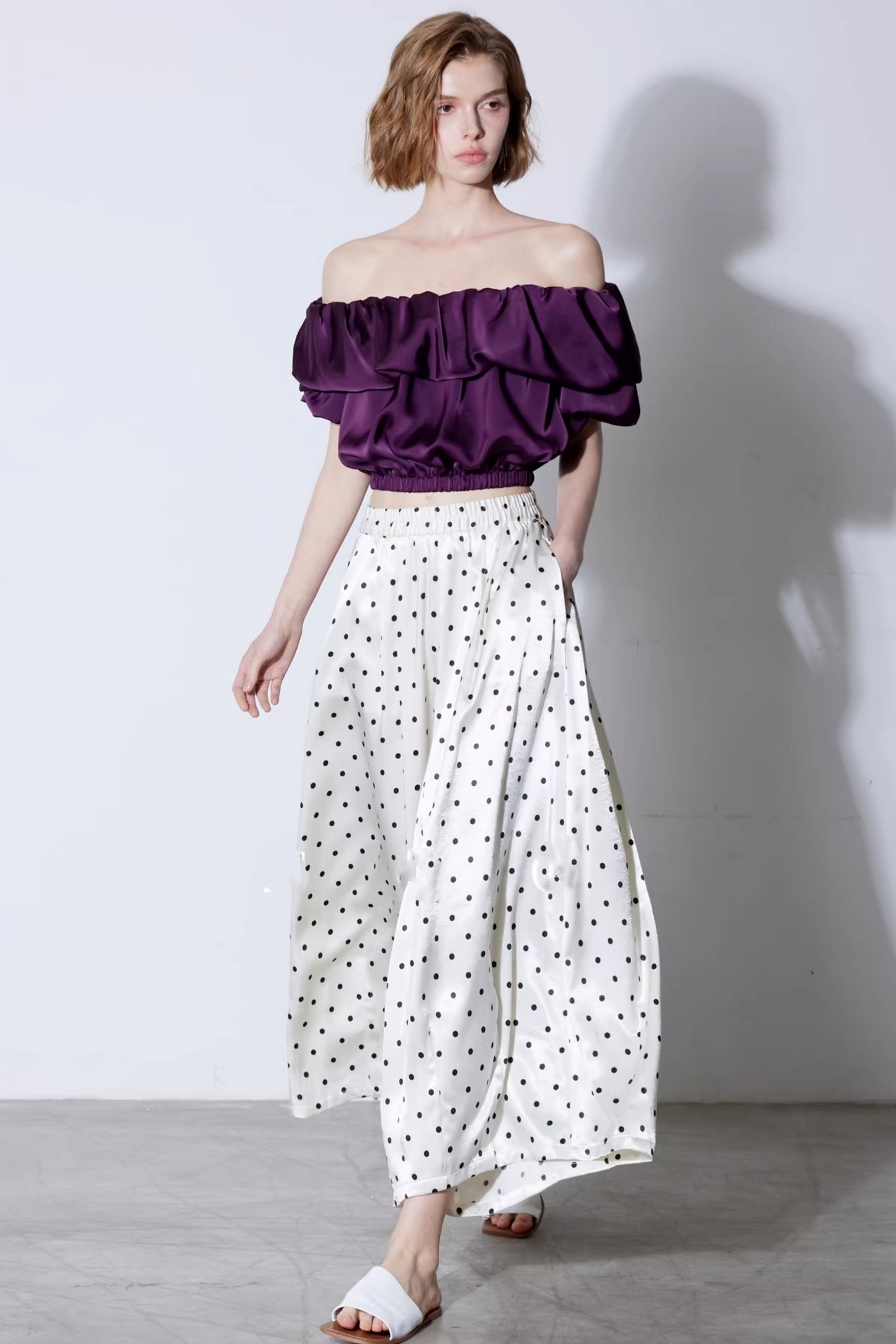 Off-White Polka Dot Silk Pants